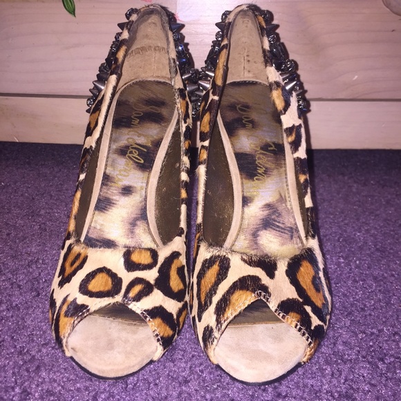 Sam Edelman Lorissa peep toe real fur heel 6 - Picture 4 of 8